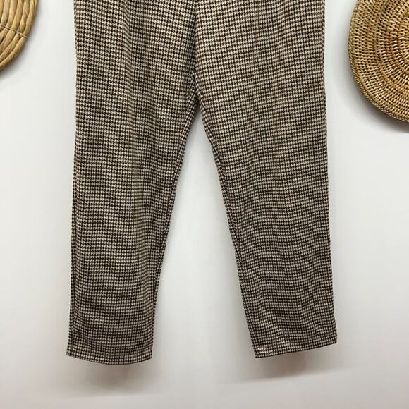 A New Day Brown Black Minimalist Preppy Houndstooth Ankle Crop Knit Pants Medium - Picture 4 of 7